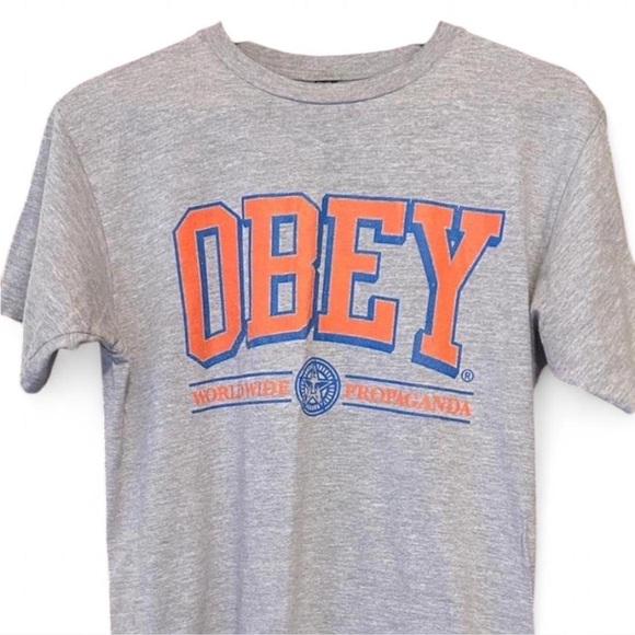 Obey Gray and Orange Short Sleeve Tee - Picture 6 of 9